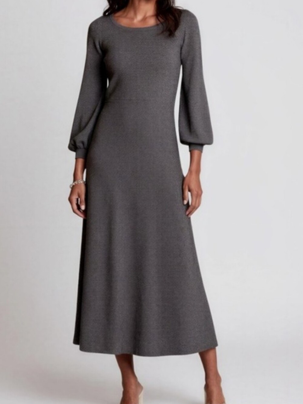 Hill House Long Sleeve Knit Maxi Dress in Gray